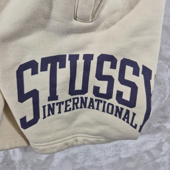 Stussy International Sweat Shorts Men's Small Beige Loungewear Casual Comfort - Picture 6 of 11